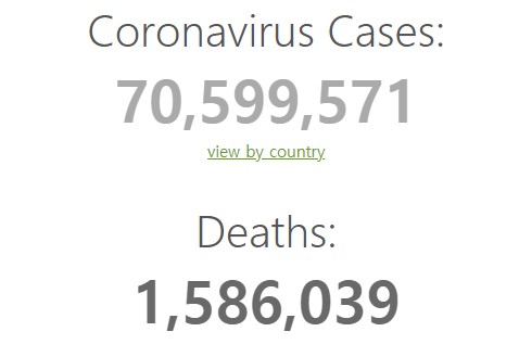 세계적 통계사이트인 월드 오미터에 따르면 11일 오전 6시 41분(한국 시각) 전 세계 코로나19 확진자는 7059만9571명을 기록했다. 사망자는 158만6039명으로 집계됐다. (출처=월드 오미터)