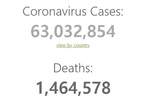 전 세계 신종 코로나바이러스 감염증(코로나19) 확진자가 6300만명을 돌파했고 사망자는 146만명을 기록했다. (출처=픽사베이)