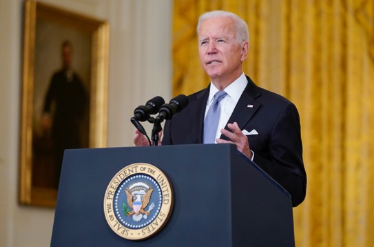 조 바이든 대통령이 아프칸 철수 관련 대국민 연설을 하고 있다. (사진출처=CNN/AP)
